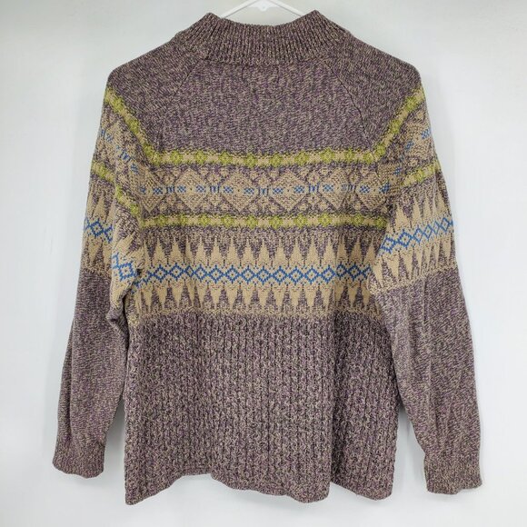 Vintage Woolrich Mock Neck Fair Isle Textured Grandma Sweater Size Medium - Picture 3 of 9